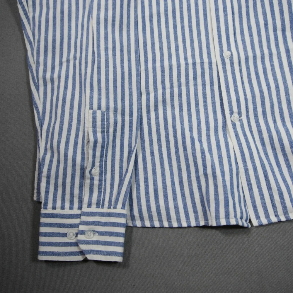 Banana Republic Linen Cotton Untucked Stripe Nautical Slim Fit Striped Shirt XL
